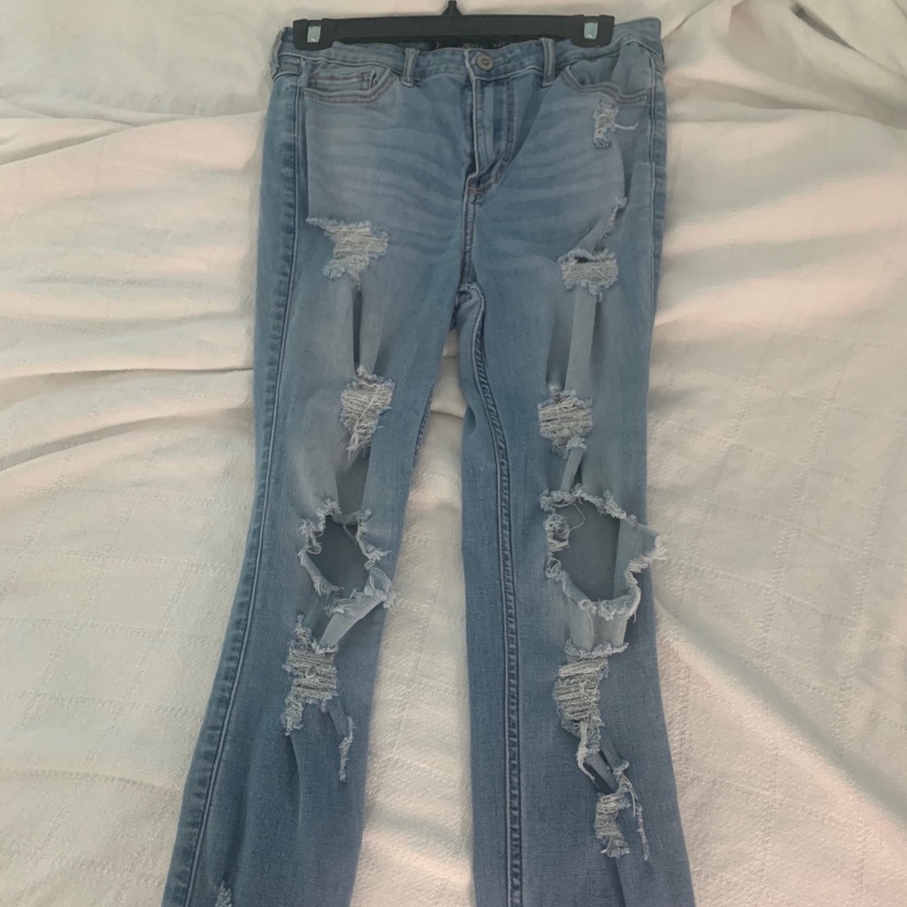High rise super skinny ripped jeans